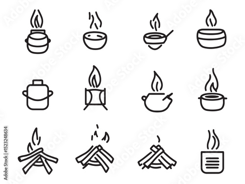 Campfire Pot Holder Minimalist 2D Line Art Version