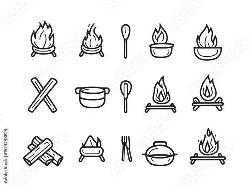 Campfire Pot Holder Minimalist 2D Line Art Version