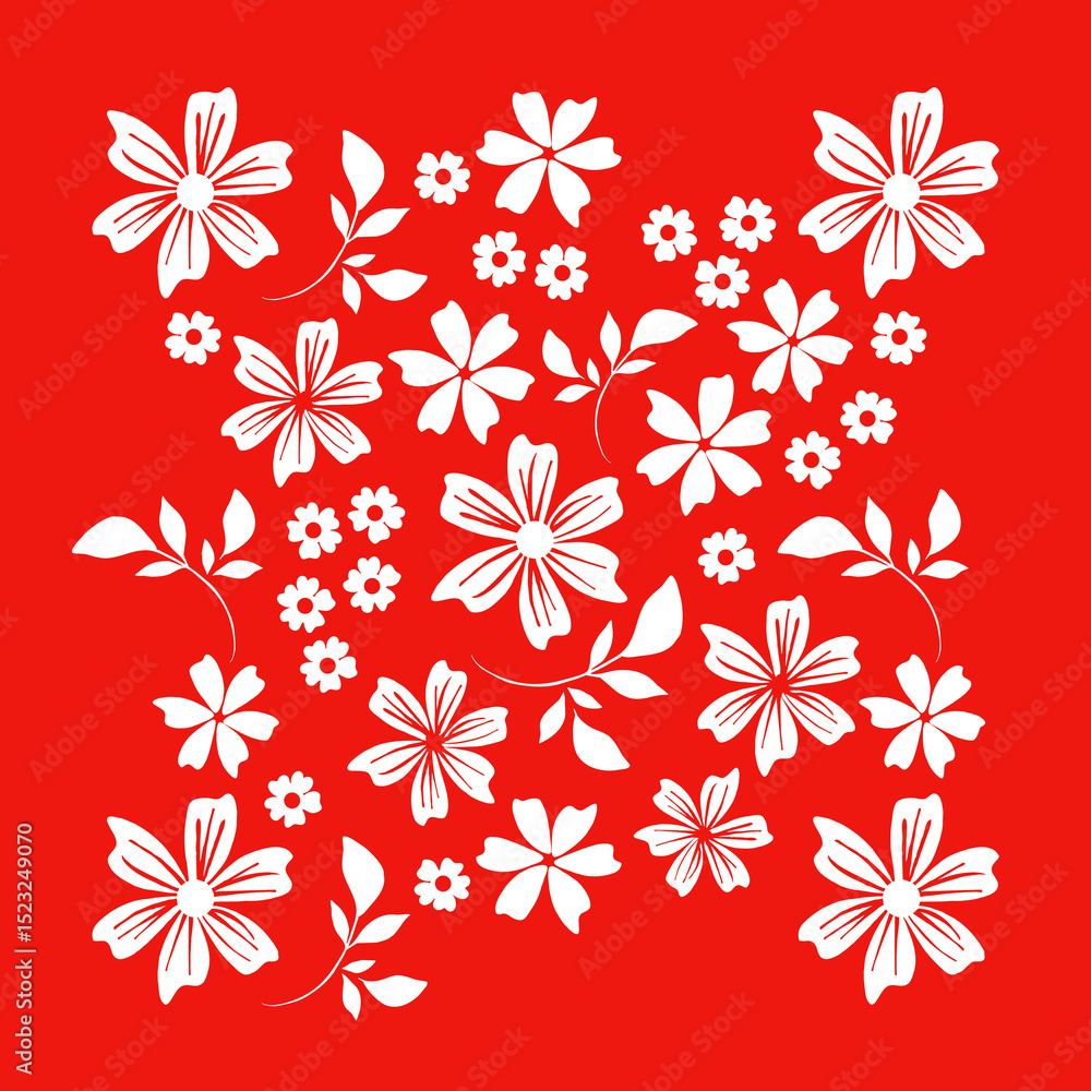 Fototapeta premium White Flower on Red Art