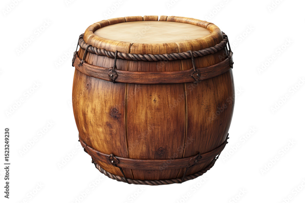 Obraz premium An aged wooden barrel a rustic container holding secrets of adventure and tales of pirates on transparent background
