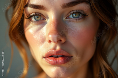 Wallpaper Mural Close-up shot of a woman's face with distinctive freckles, suitable for use in beauty or lifestyle contexts Torontodigital.ca
