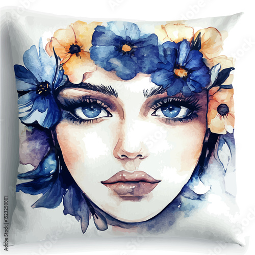 Pillowcase, watercolor clipart vector, high quality, isolated on a white background.