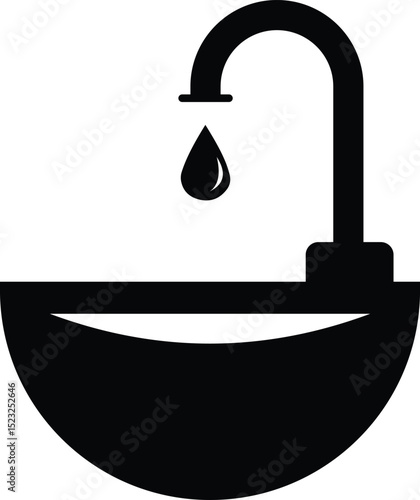 Sink icon. Wash Basin Vector Icon. illustration of a sink with a faucet
