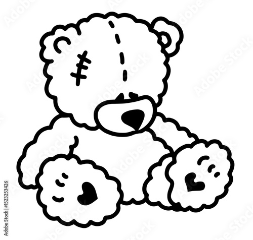 Sad and Worn-Out Teddy Bear Sitting Alone – Symbol of Childhood Loneliness, Forgotten Toy, Emotional Attachment, Abandonment, Soft Plush Animal Representing Sadness and Nostalgia

