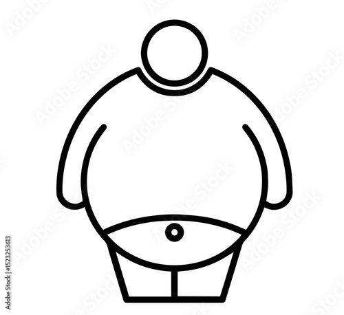 Overweight Person with Large Belly in Casual Clothing – Symbol of Obesity, Unhealthy Lifestyle, Weight Gain, Body Fat Accumulation, Health Risk Awareness, Diet and Fitness Motivation

