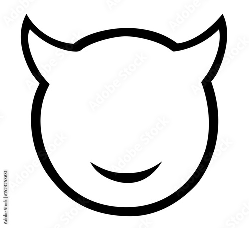 Devil Face with Horns and Mischievous Smile –Evil, Halloween, Trickster Personality, Prank Mood, Sinister Emotions and Dark Character Representation