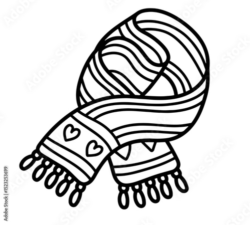 Winter Scarf with Patterns and Heart Motifs 