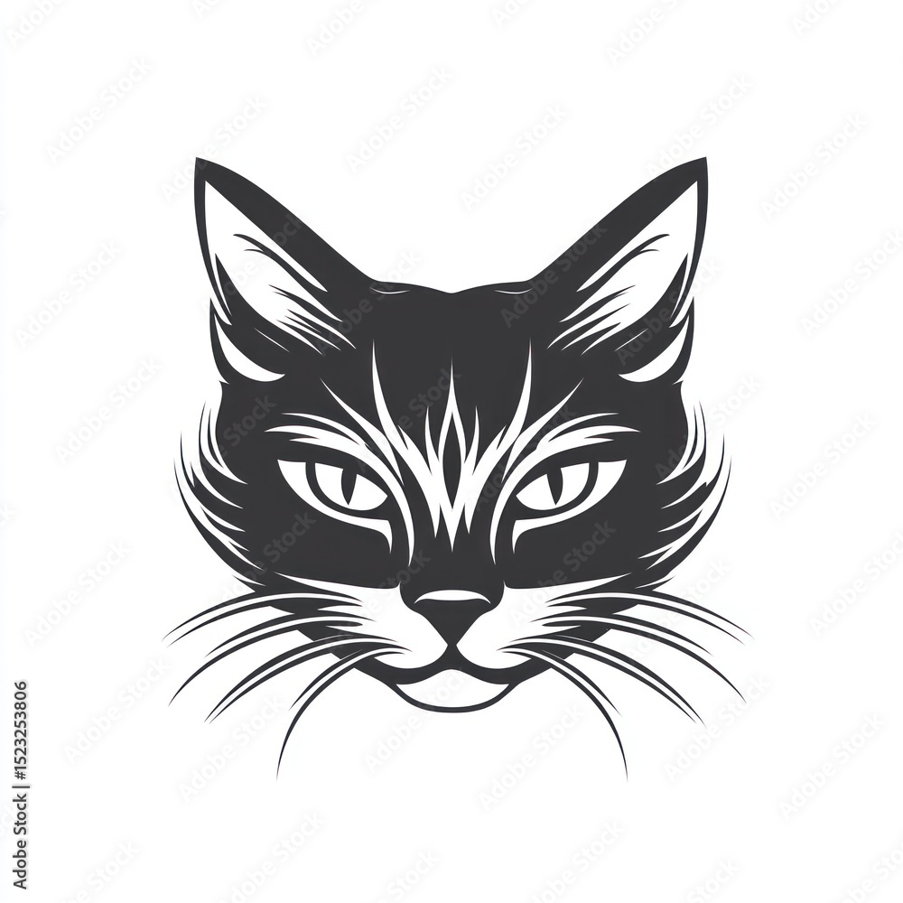 Fototapeta premium Monochrome cat head graphic