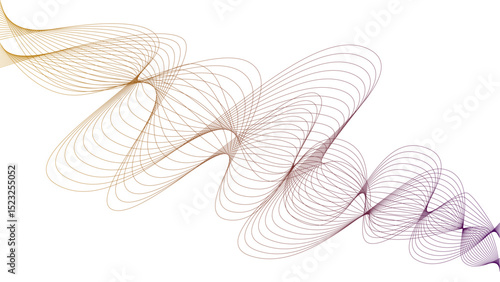 Vector curvy abstract line art wavy flowing dynamic green pink purple yellow black in concept music or sound, wave, wind, information flow	