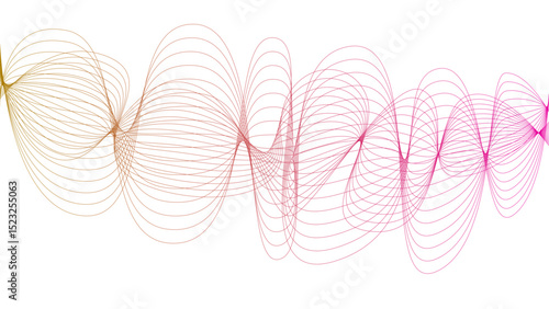 Vector curvy abstract line art wavy flowing dynamic green pink purple yellow black in concept music or sound, wave, wind, information flow	