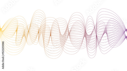 Vector curvy abstract line art wavy flowing dynamic green pink purple yellow black in concept music or sound, wave, wind, information flow	