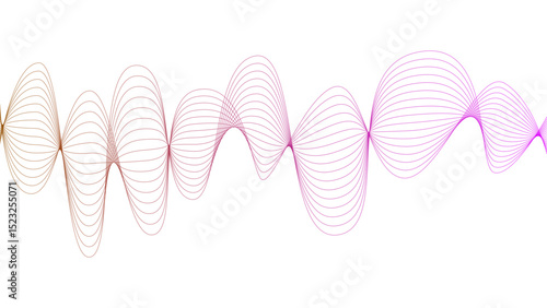 Vector curvy abstract line art wavy flowing dynamic green pink purple yellow black in concept music or sound, wave, wind, information flow	
