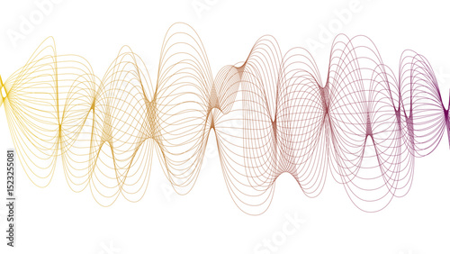 Vector curvy abstract line art wavy flowing dynamic green pink purple yellow black in concept music or sound, wave, wind, information flow	