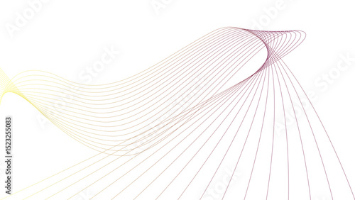 Vector curvy abstract line art wavy flowing dynamic green pink purple yellow black in concept music or sound, wave, wind, information flow	
