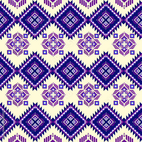 Geometric Ethnic pattern,Native American tribal fabric, tile, carpet, vector, illustration design, on navy blue background 
seamless geometric pattern