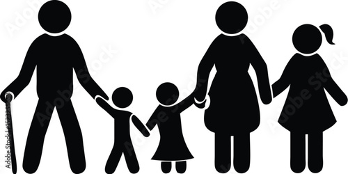 Grandparents walking with grandchild silhouette