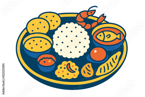 The traditional food of Bengal and West Bengal India's meal thali