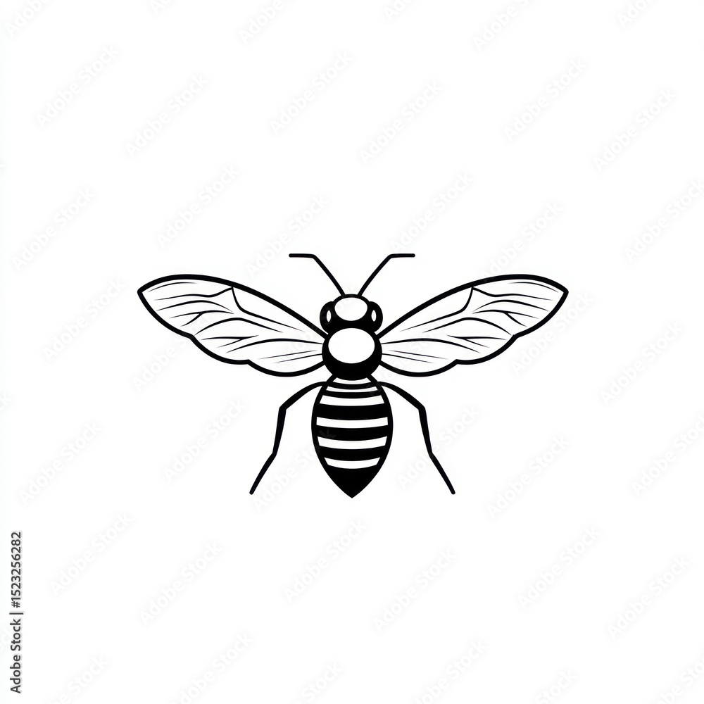 Simple black and white bee illustration Simple black and white bee illustration