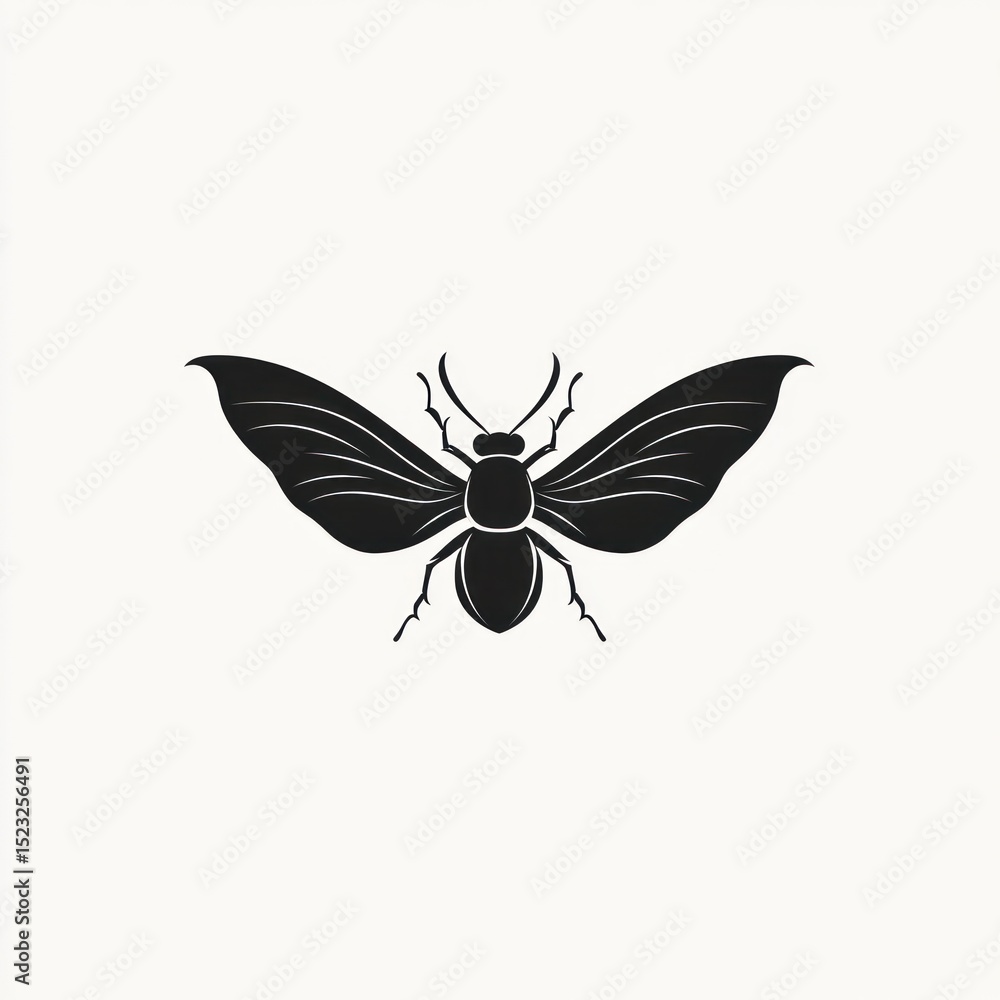 Fototapeta premium Silhouetted insect with outstretched wings