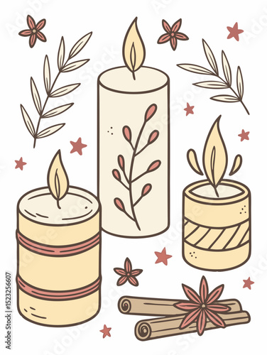 Candles – Decorative, Aromatic and Holiday Light – Vector Illustration