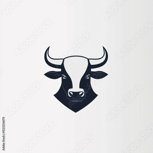 Bold bull's head logo, black and white