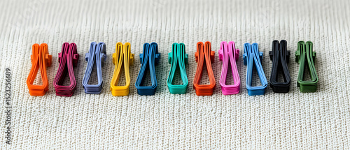 Colorful Plastic Fasteners Displayed On Fabric