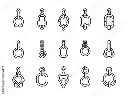 Chain Hoist Ultra Minimalist 2D Line Drawing