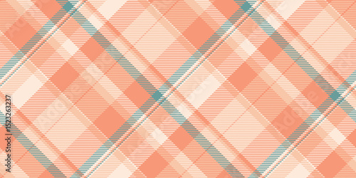 Subtle peach and teal plaid pattern.  A sophisticated and versatile design perfect for textiles, website backgrounds, or branding.  Evokes feelings of warmth, comfort, and understated elegance.