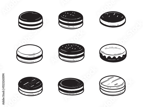 Choco Pie Minimalist Line Art Illustration