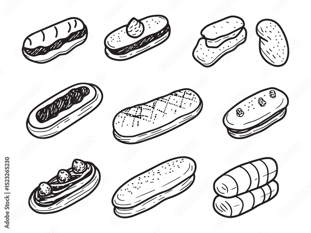 Chocolate Eclairs Modern Line Art Chocolate Eclairs Modern Line Art