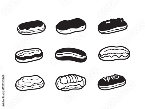 Chocolate Eclair Minimalist Line Art Illustration