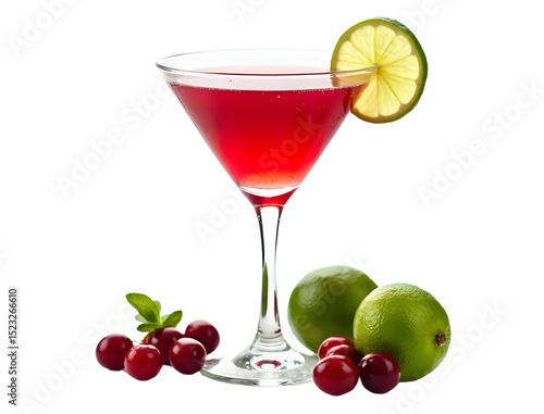 Wallpaper Mural Cosmopolitan with vodka cranberry and lime setup isolated on white. Torontodigital.ca
