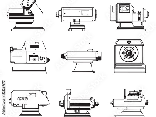 CNC Lathe Ultra Minimalist 2D Line Art Variant