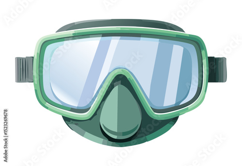 Green Gray White Diving Mask