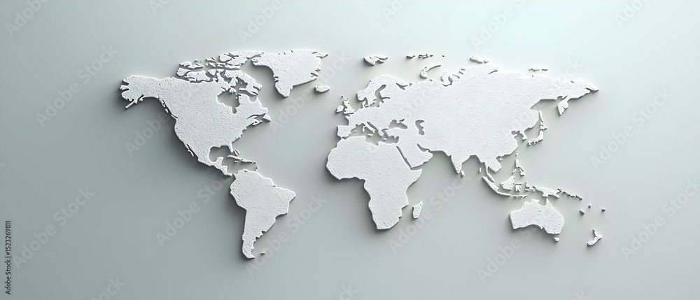 Fototapeta premium Simple White World Map Graphic