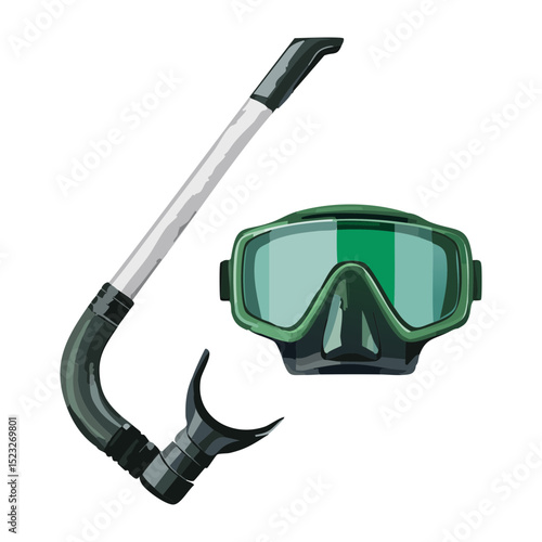 Green Diving Mask Black Snorkel