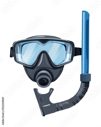 Black Diving Mask Blue Snorkel Set