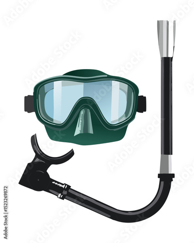 Green Diving Mask Black Snorkel Angled