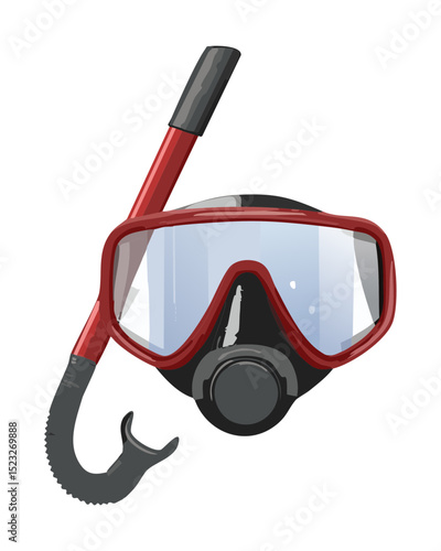 Red Diving Mask Black Snorkel Gear