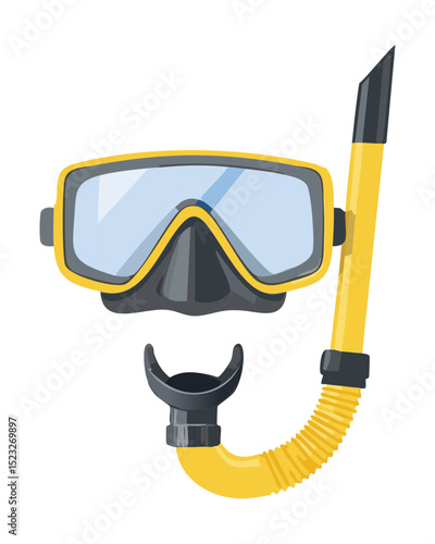 Yellow Diving Mask Black Snorkel Set