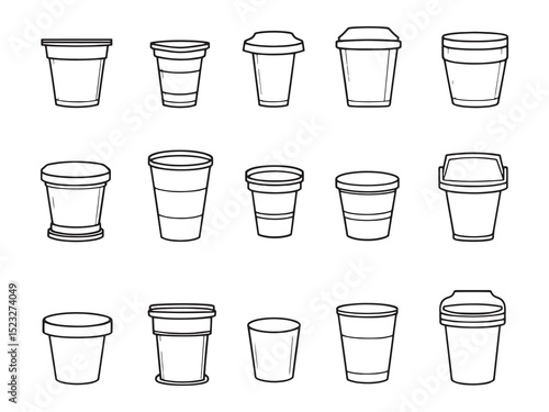 Collapsible Cups Ultra Minimalist 2D Line Art Variant