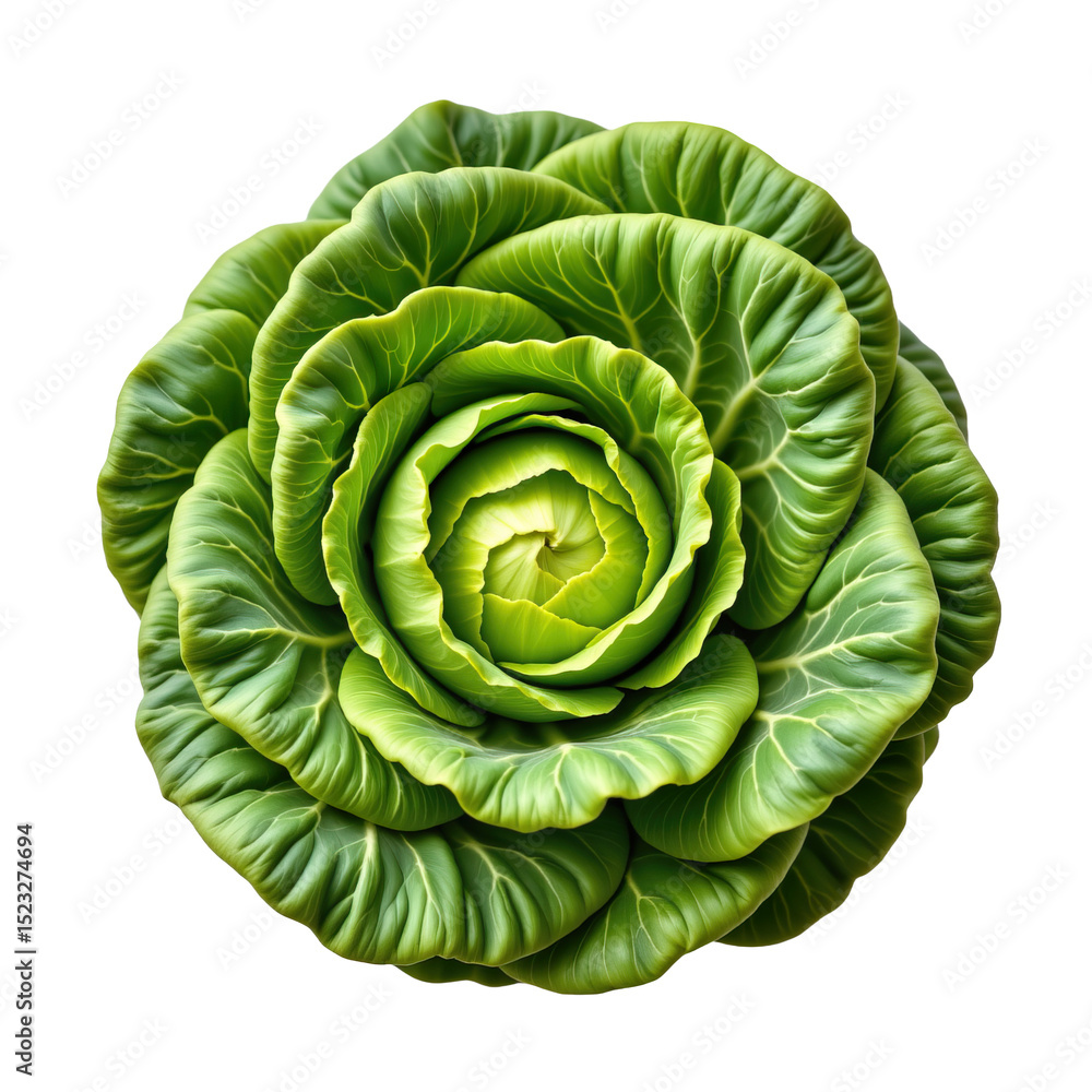 Obraz premium Vibrant Green Cabbage on White Background Capturing Nature's Freshness and Healthy Ingredients