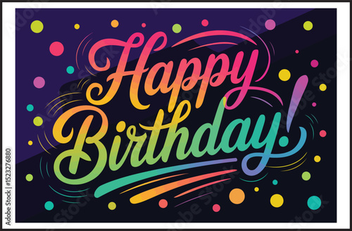 Happy birthday greeting card. vector illustration.