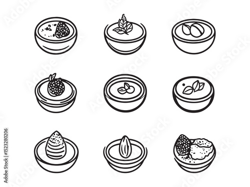 Creme Brulee Minimalist 2D Line Drawing