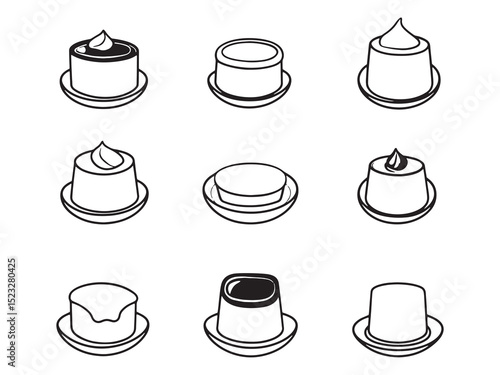 Creme Caramel Simple 2D Line Illustration