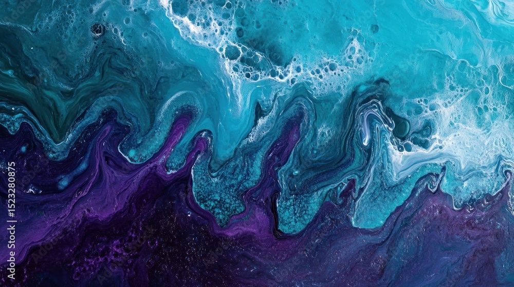 Obraz premium Abstract painting with teal and purple swirls