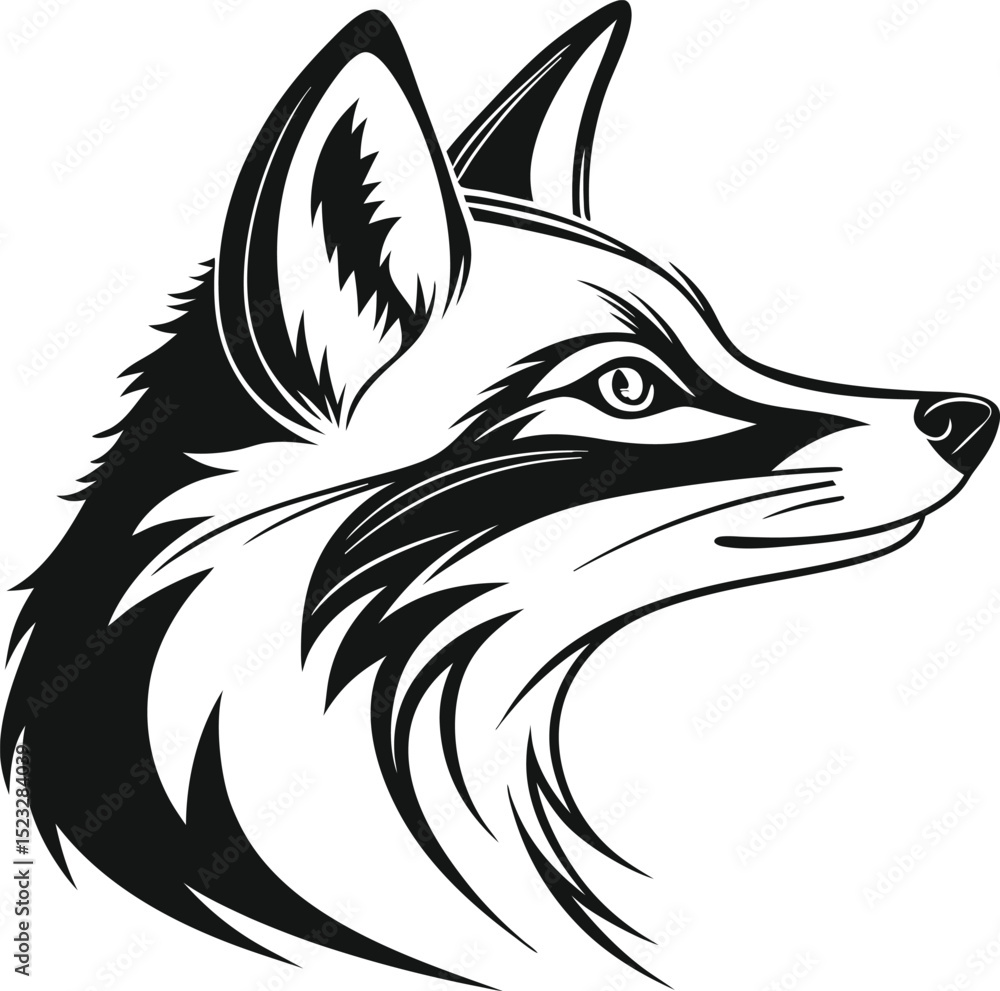 Obraz premium fox head vector illustration black silhouette