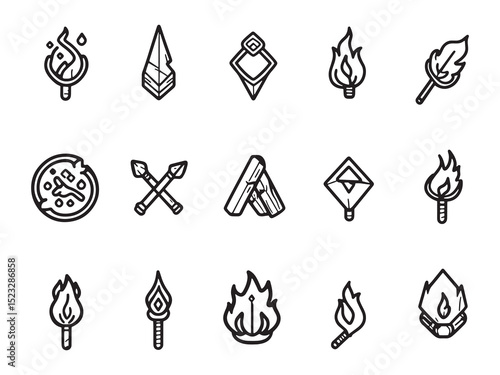 Line Art Firestarter Design for Survival Kits