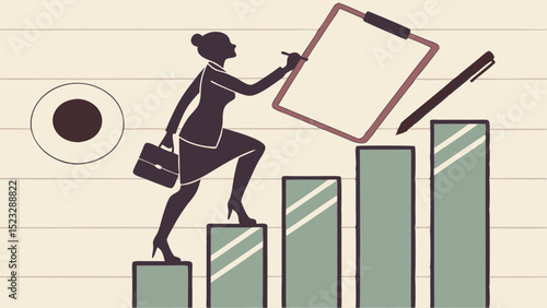 Businesswoman Climbing the Career Ladder with Success