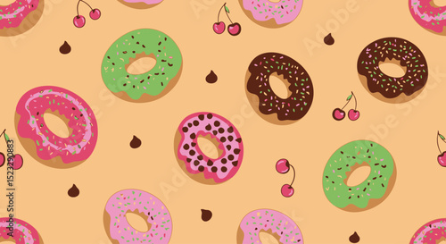 Playful Donut Delight: Seamless Pattern for Sweet Designs